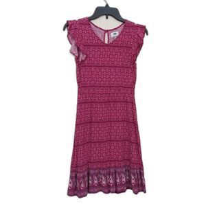 Old Navy Girls Midi Dress Large  10-12 Purple Butterfly Sleeve Floral Casual